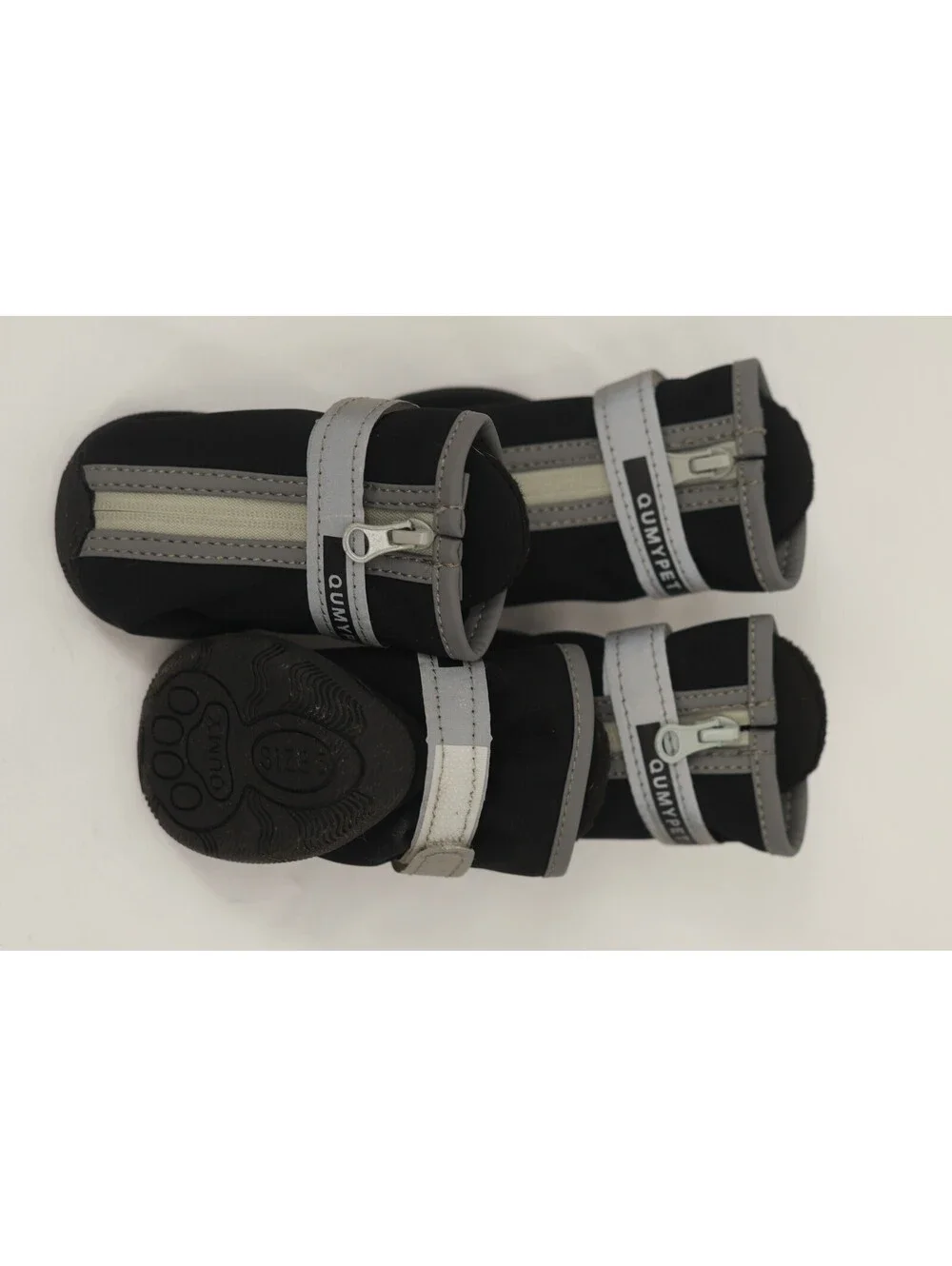Qumy Pet Waterproof Rain Winter Snow Shoes Reflective Strip Side Zip Sz 5 Black